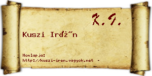 Kuszi Irén névjegykártya